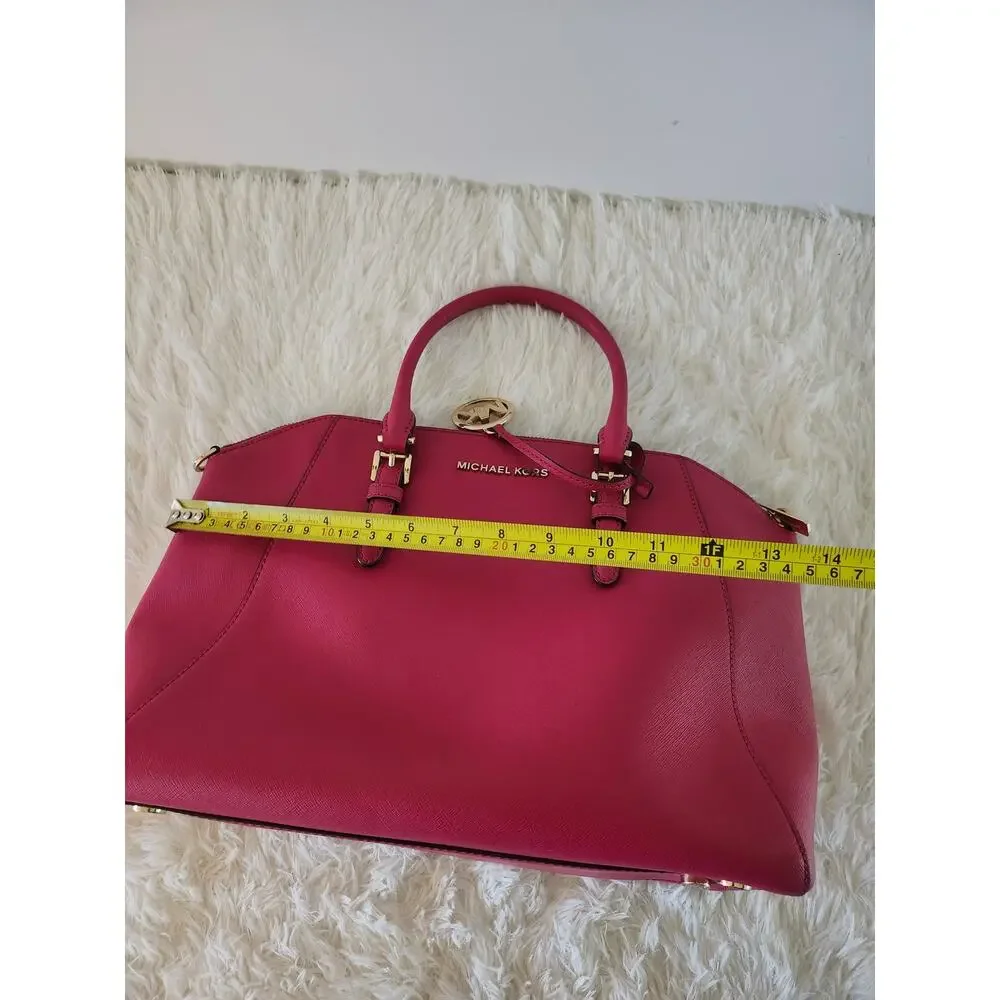 Michael Kors Top Handle Satchel Pink Leather Gold Hardware Classic Preppy Bag